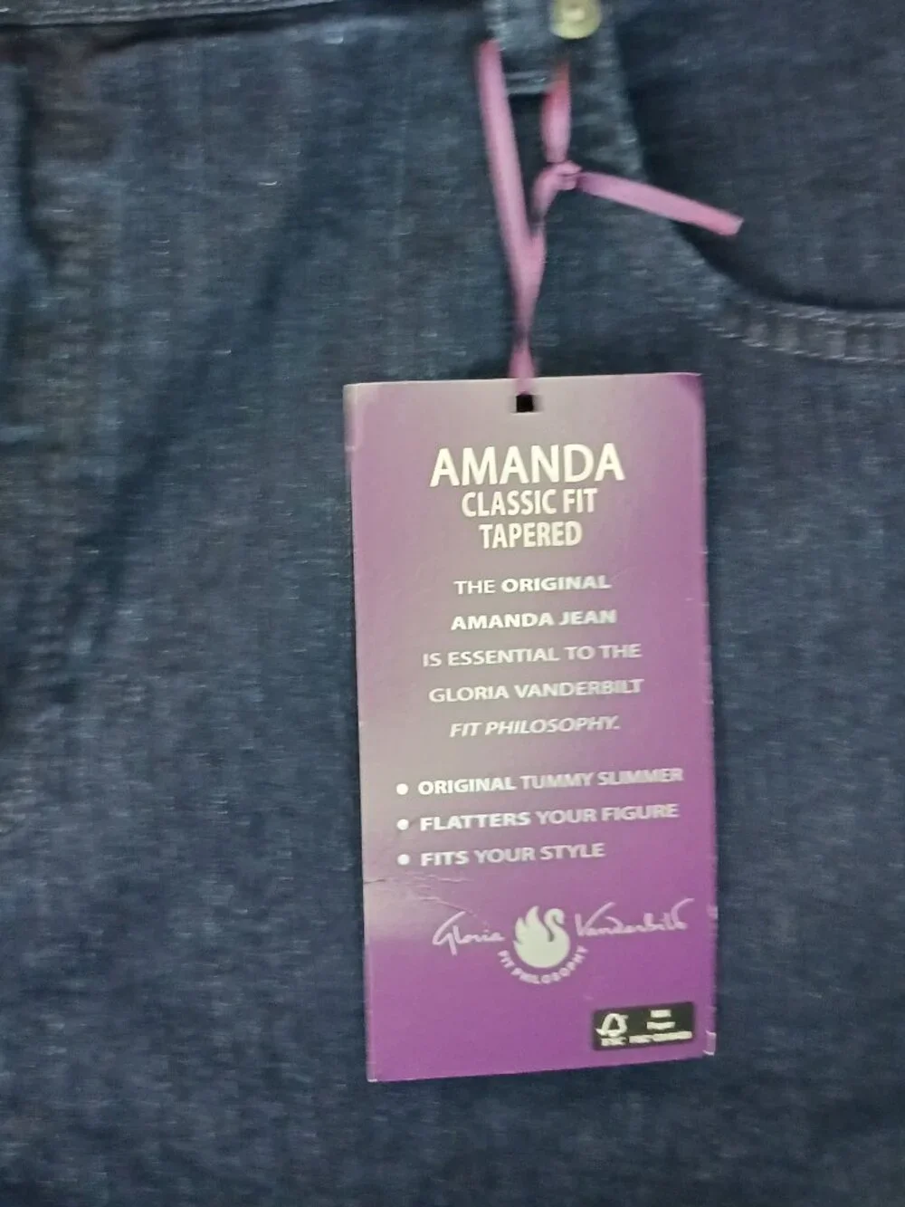 #12 - NWT Gloria Vanderbilt Amanda Classic Fit Tapered Jean Size 16 Petite - Picture 2 of 7